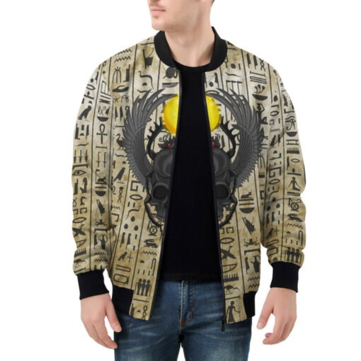 Egypt Winged Beetle Skull Bomber Jacket