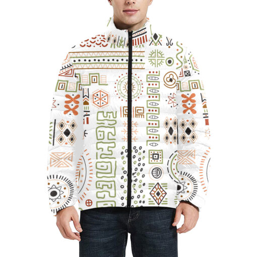 Abstract African Tribal Men's Padded Jacket - Image 3