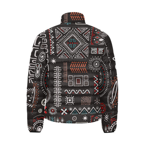 Abstract African Tribal Men's Padded Jacket - Image 2