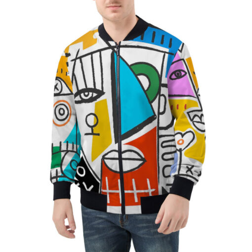 Trendy Art Abstraction Bomber Jacket - Image 3