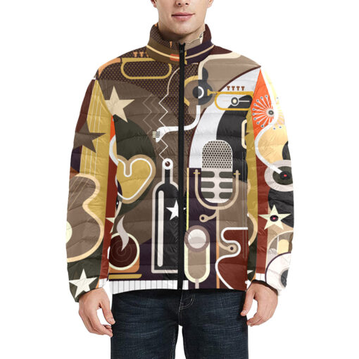 Abstract Music Art Men's Padded Jacket - Image 3