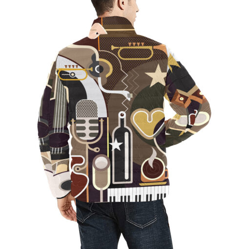 Abstract Music Art Men's Padded Jacket - Image 4