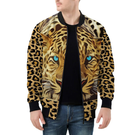 Leopard Art Print Bomber Jacket