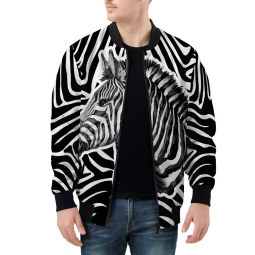 Zebra Splash Watercolor Bomber Jacket