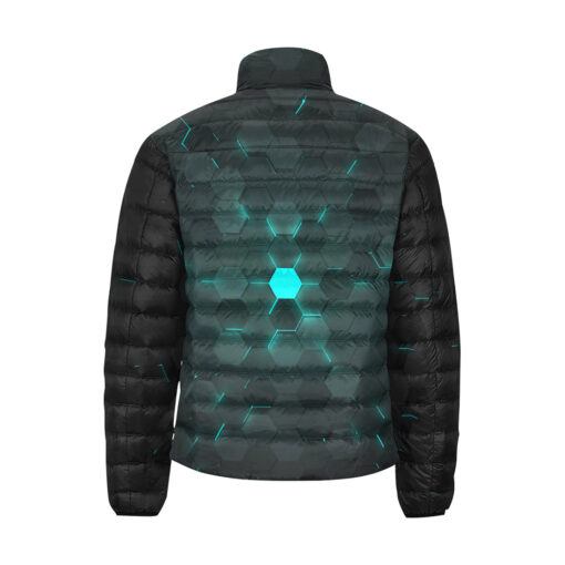 Blue 3D Hexagon Tech Men's Padded Jacket - Image 2