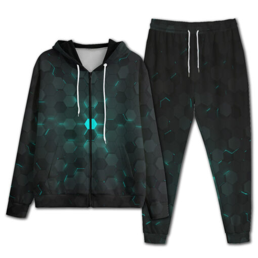 Blue 3D Hexagon Tech Men's Tracksuit