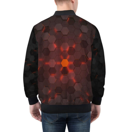 Red 3D Hexagon Tech Bomber Jacket - Image 3