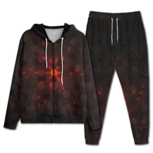 Red 3D Hexagon Tech Men's Tracksuit