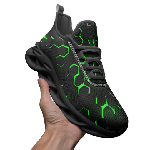 Green 3D Hexagon Tech Sports Shoes - Image 3