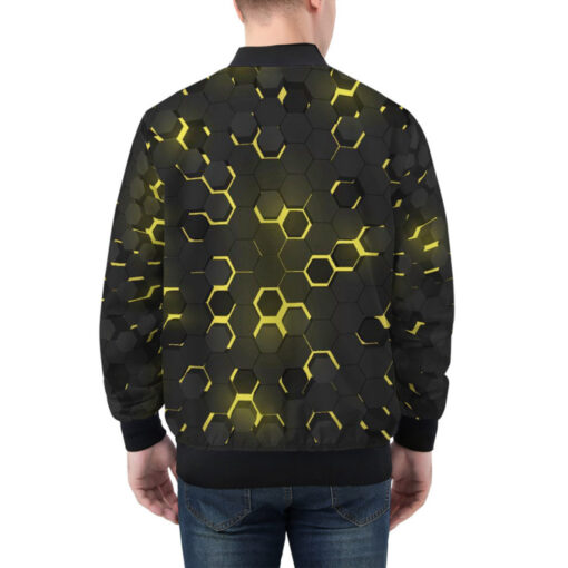 Yellow 3D Hexagon Tech Bomber Jacket - Image 2