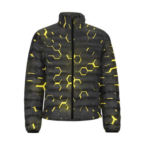 Yellow 3D Hexagon Tech Men's Padded Jacket