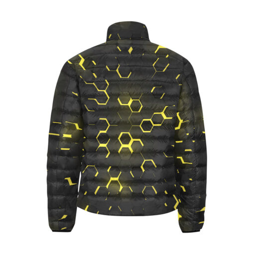 Yellow 3D Hexagon Tech Men's Padded Jacket - Image 2