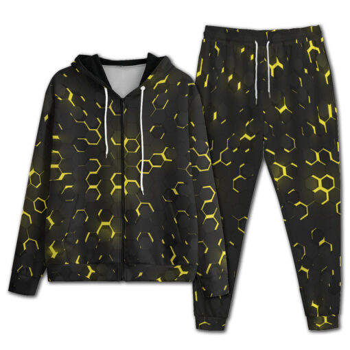 Yellow 3D Hexagon Tech Men's Tracksuit