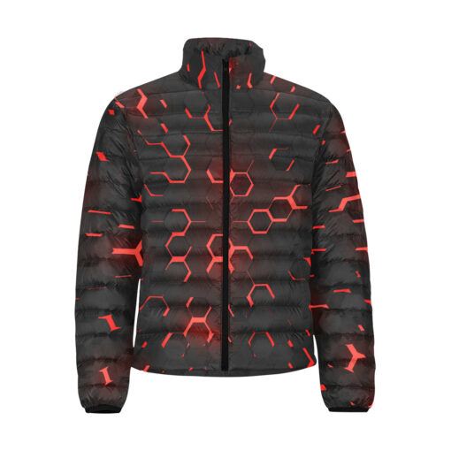 Red 3D Hexagon Tech Men's Padded Jacket