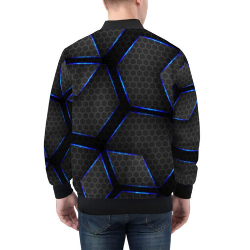 Glossy Metal Hexagons Tech Bomber Jacket - Image 2