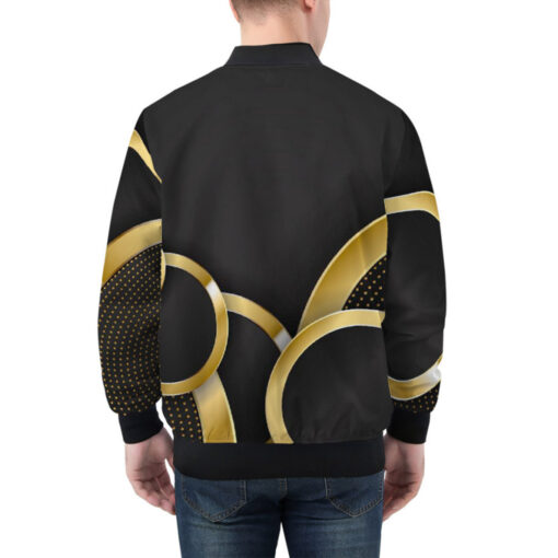 Shiny Gold Circle Shapes Bomber Jacket - Image 2