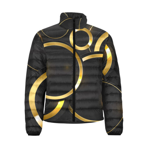 Shiny Gold Circle Shapes Men's Padded Jacket