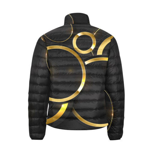 Shiny Gold Circle Shapes Men's Padded Jacket - Image 2