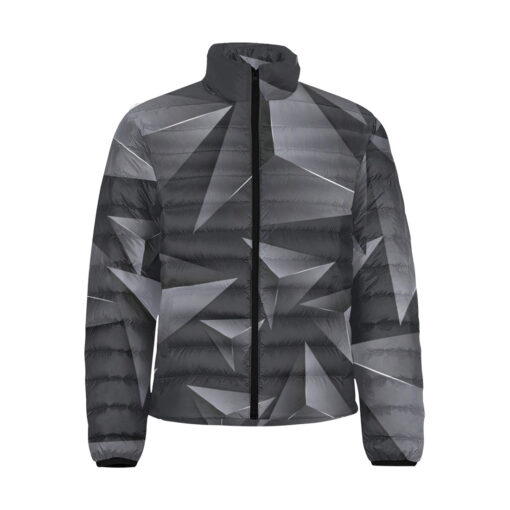 Modern Gray 3D Triangles Men's Padded Jacket