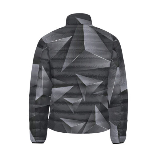 Modern Gray 3D Triangles Men's Padded Jacket - Image 2