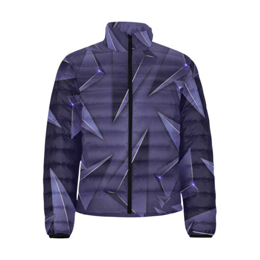 Luxury Blue 3D Triangles Men's Padded Jacket