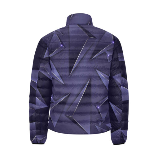 Luxury Blue 3D Triangles Men's Padded Jacket - Image 2