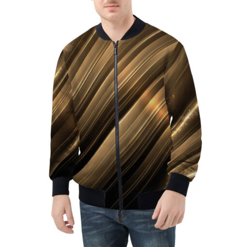 Luxury Golden Sparkle Glitter Bomber Jacket - Image 3