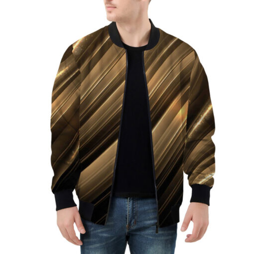 Luxury Golden Sparkle Glitter Bomber Jacket