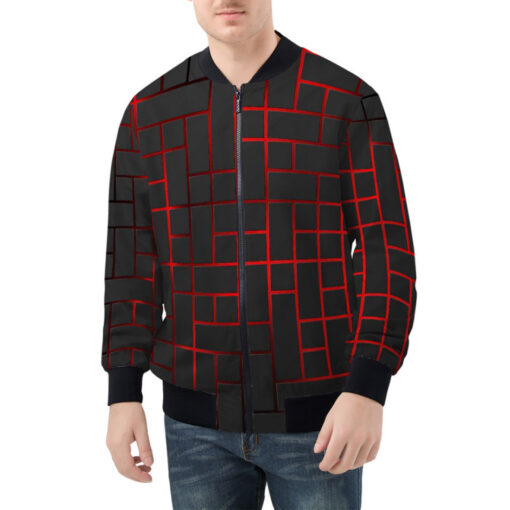 Hi-Tech Red Illuminate Squares Bomber Jacket - Image 3