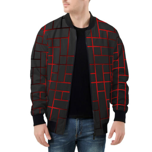 Hi-Tech Red Illuminate Squares Bomber Jacket