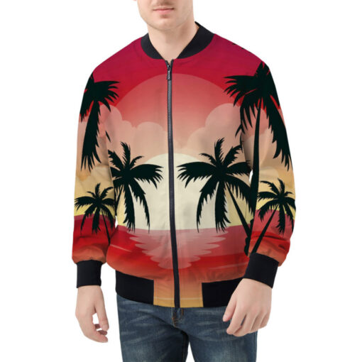 Sunset Beach Palm Bomber Jacket - Image 3