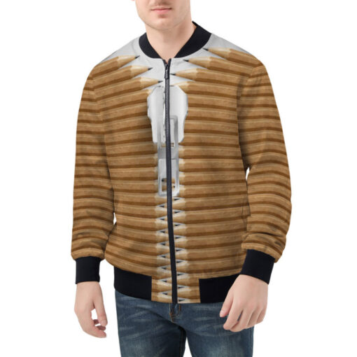 Creative Zipped Pencils Squares Bomber Jacket - Image 3