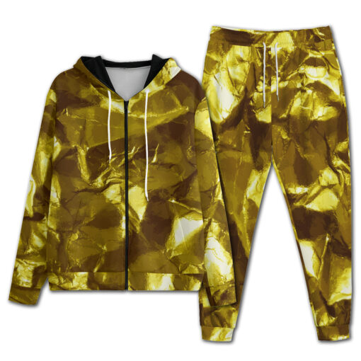 Golden Crumpled Paper Men's Tracksuit