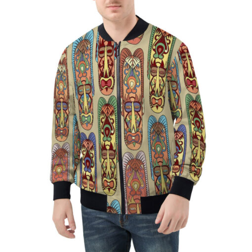 Ethnic Tribal African Masks Bomber Jacket - Image 3