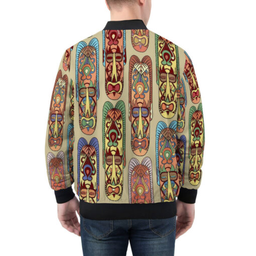 Ethnic Tribal African Masks Bomber Jacket - Image 2