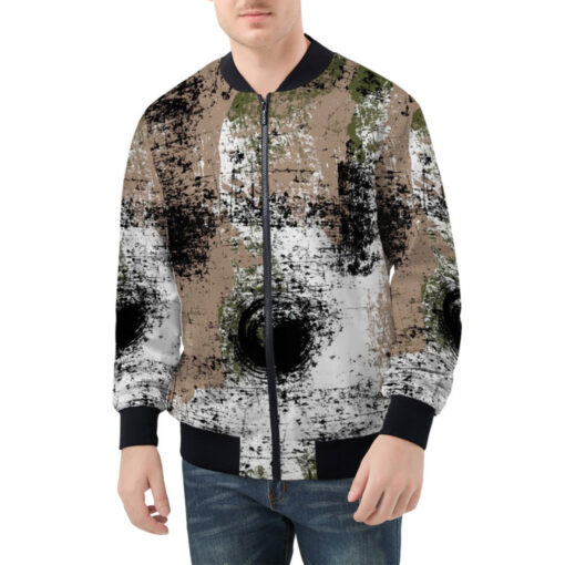 Grunge Camouflage Bomber Jacket - Image 3