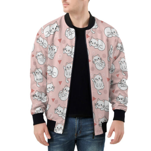 Light Pink Cute Cats Bomber Jacket