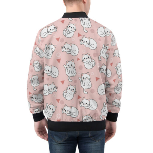 Light Pink Cute Cats Bomber Jacket - Image 2