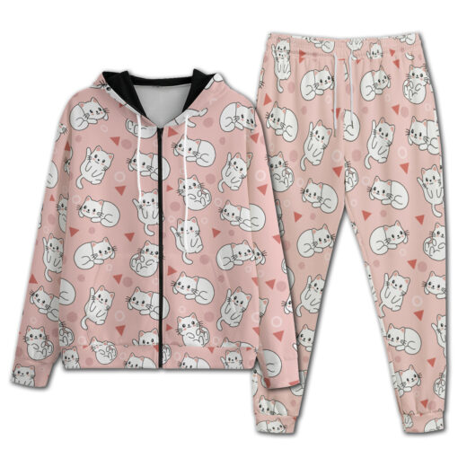 Light Pink Cute Cats Men's Tracksuit