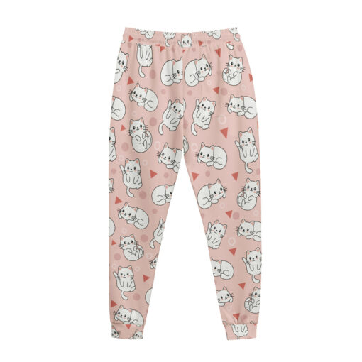 Light Pink Cute Cats Men's Tracksuit - Image 3