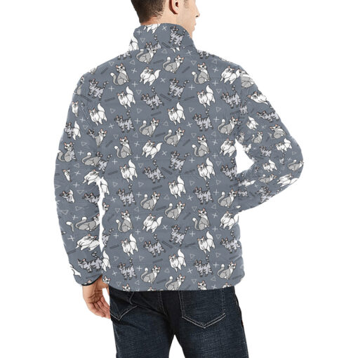 Cute Gray and White Cats Men's Padded Jacket - Image 4