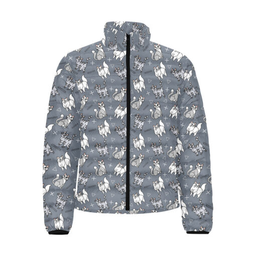 Cute Gray and White Cats Men's Padded Jacket