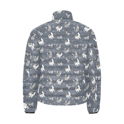 Cute Gray and White Cats Men's Padded Jacket - Image 2