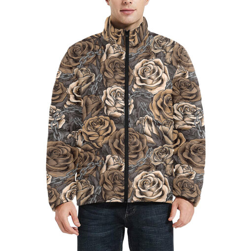 Lush Roses Metal Chains Men's Padded Jacket - Image 3