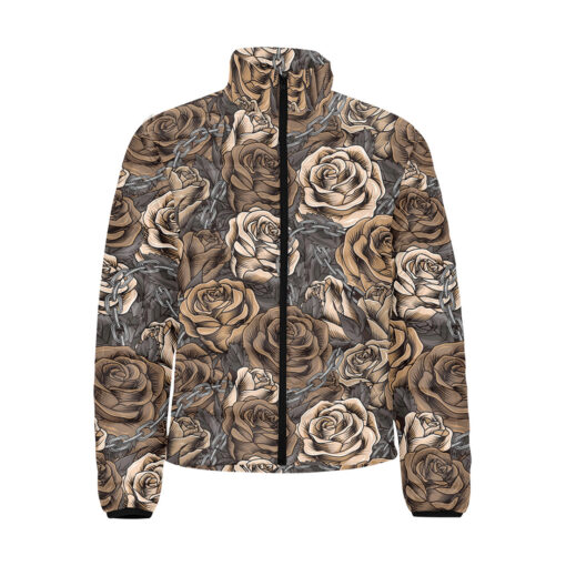 Lush Roses Metal Chains Men's Padded Jacket