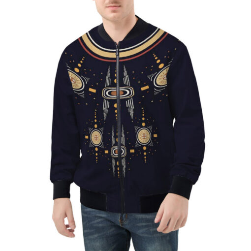 Aztec Ethnic Motif Bomber Jacket - Image 3