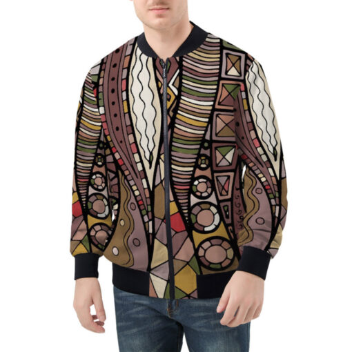 Fabric Abstract Doodles Bomber Jacket - Image 3