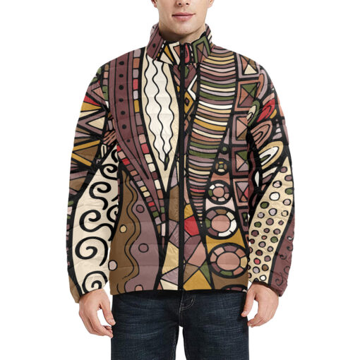 Fabric Abstract Doodles Men's Padded Jacket - Image 3