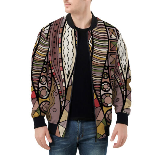 Fabric Abstract Doodles Bomber Jacket