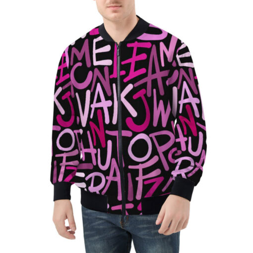 Hand Drawn Pink Letters Bomber Jacket - Image 3